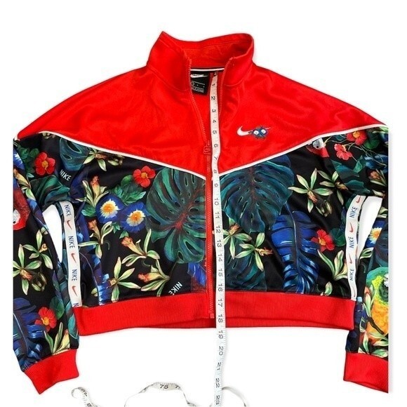 Nike Womens‎ sportswear tropical cropped crimson jacket size L - Picture 2 of 8